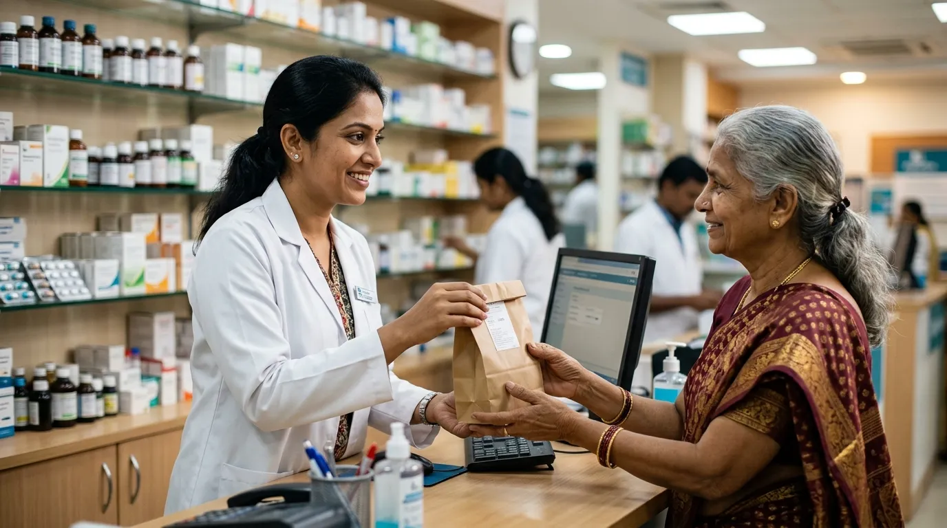 Pharmacist dispensing medicine