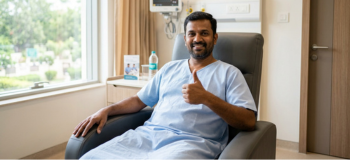 Patient happy and relaxing post recovery