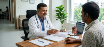 Doctor consulting patient pre-procedure
